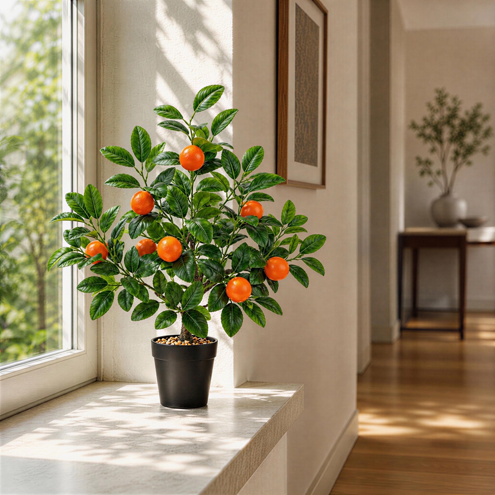 20″ Artificial Orange Tree Fake House Green Plant Fruits Decoration with Plas…