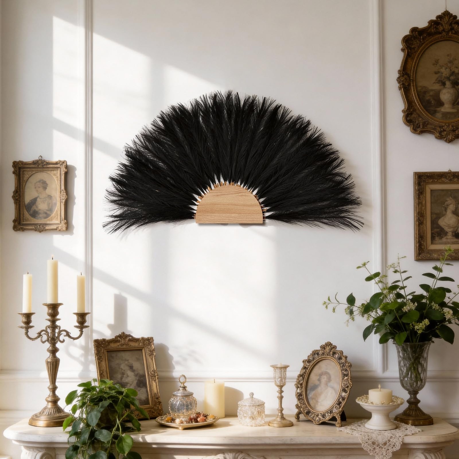 Black Pampas Grass Faux NonShedding Gothic Home Wedding Decor 21.6 In 50 PCS