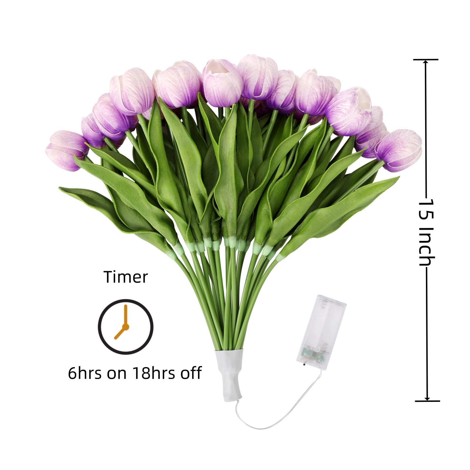 20 Stems LED Lighted Artificial Flowers Tulip Lamp Real Touch Tulips Faux Flo…