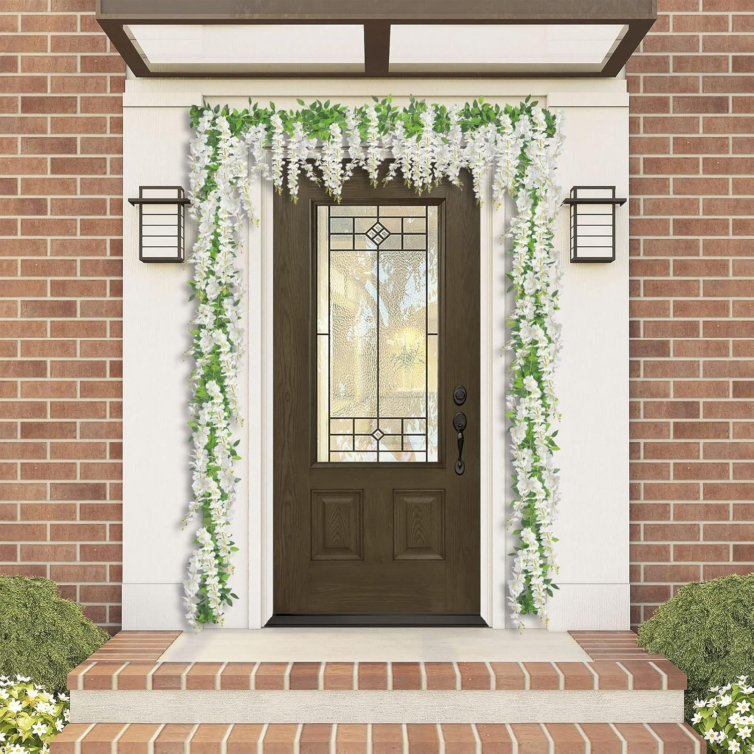 5Pcs 7.2 Ft/Piece Artificial Wisteria Garland Silk Fake White Wisteria Flowers H