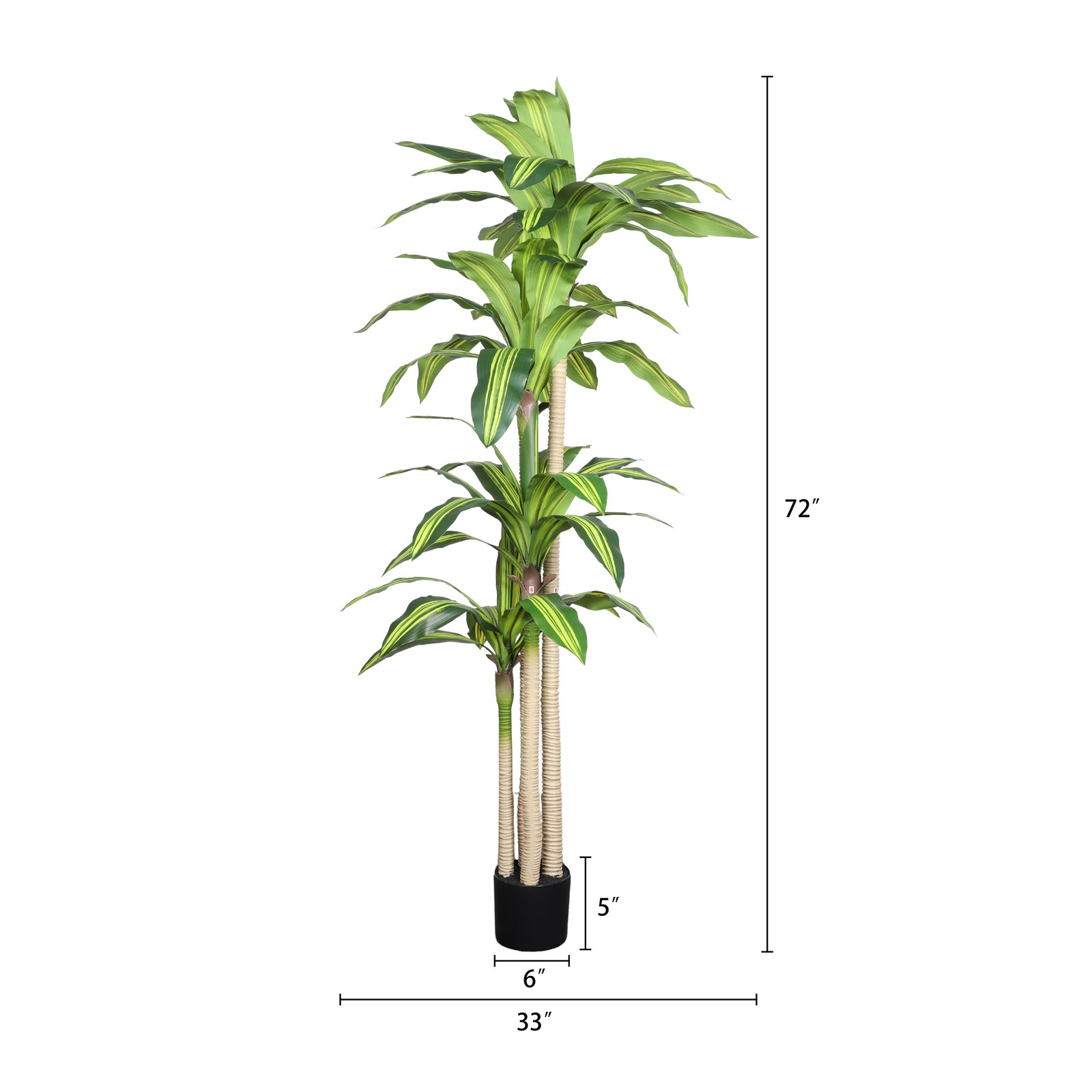 6″ Artificial Dracaena Tree with Black Plastic Pot