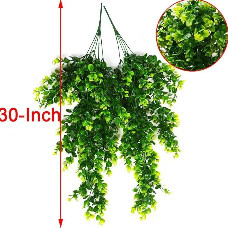 1pc Green Artificial Eucalyptus Hanging Vine Greenery Wall Decor Plant – NEW