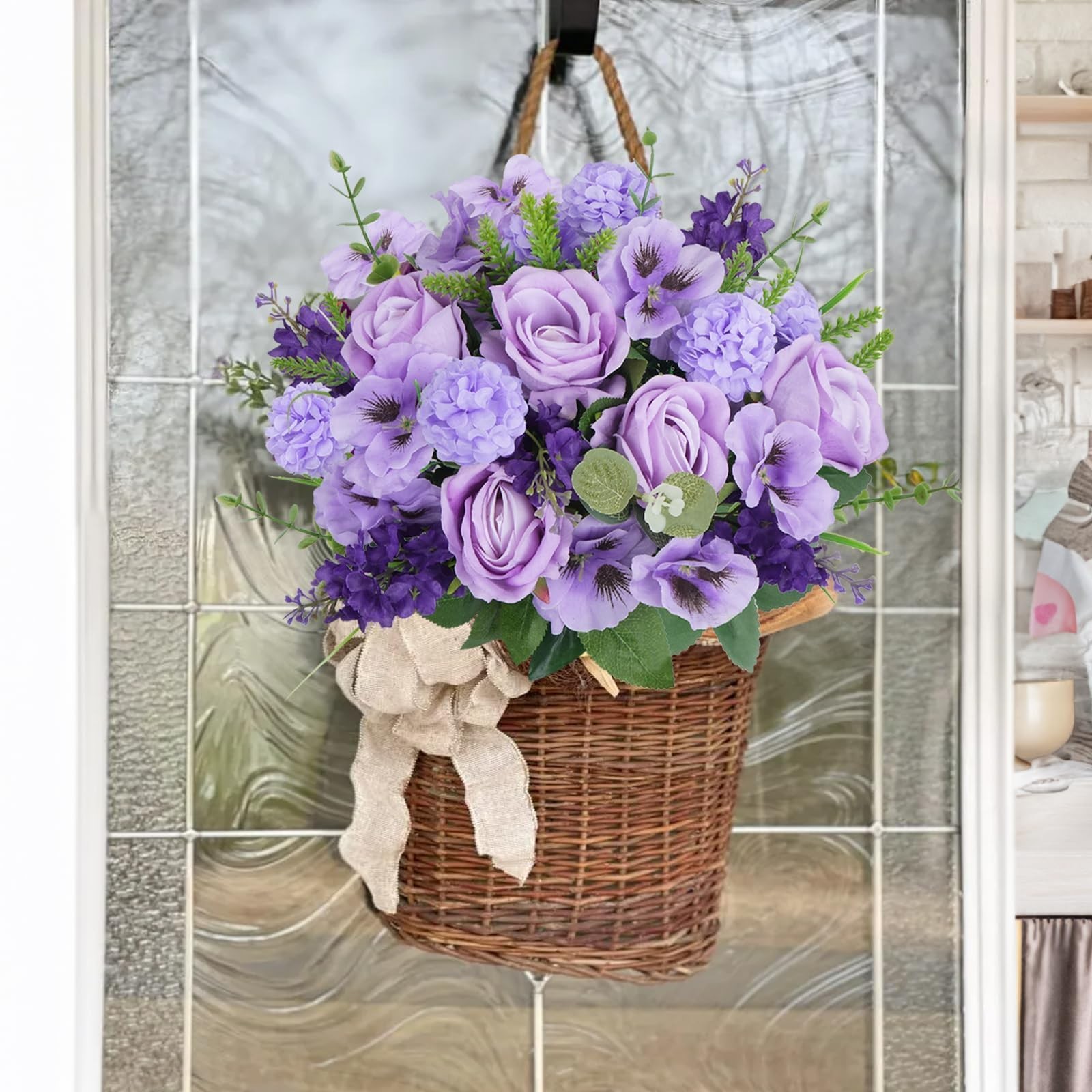 Purple Roses Silk Lilac Flowers Artificial Spring Flowers Bouquet Indoor Fake…