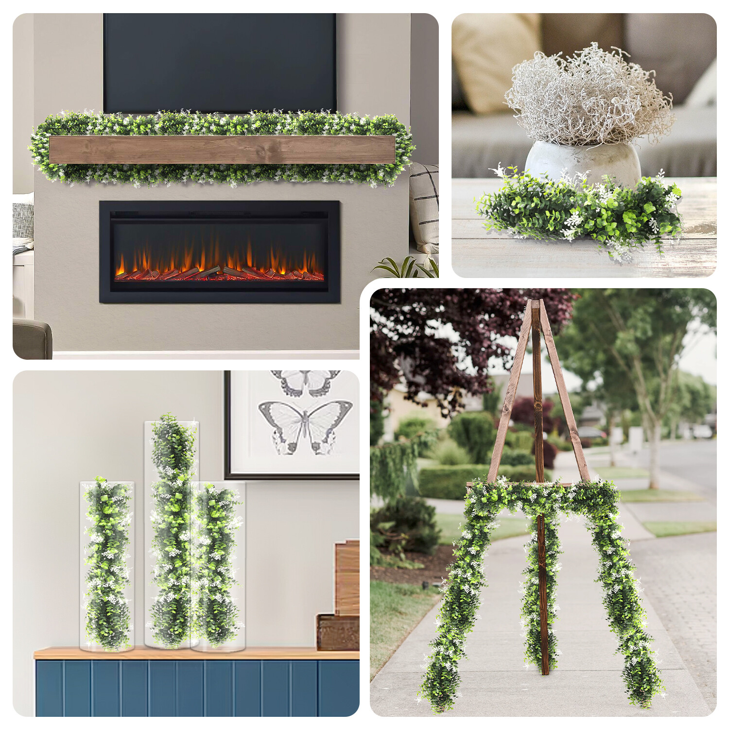 Artificial Vines White Garland Foliage Plants Trailing Flowers Home Decor