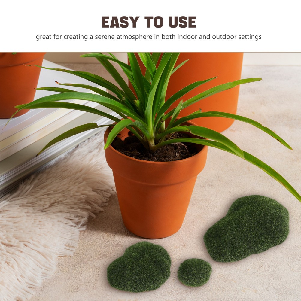 6Pcs Artificial Moss Stone Rocks Decorative Faux Moss for Decor