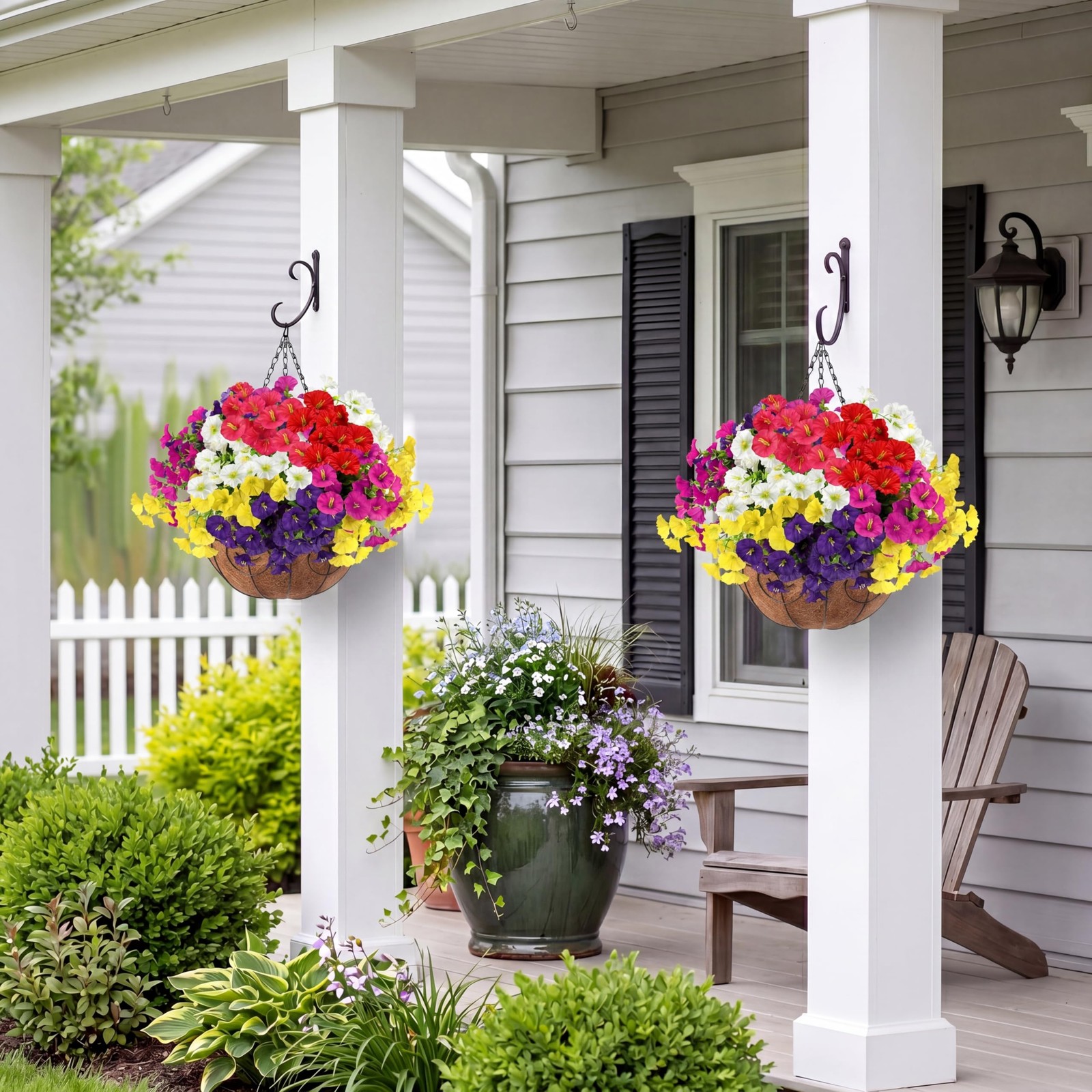 Artificial Flowers for Outdoors with Baskets Hanging Plant Faux Flowers UV Re…