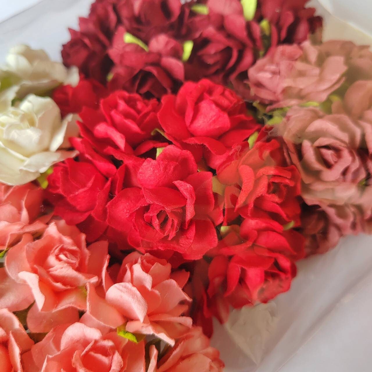 50 Mix Red Tone Artificial Flowers Rose Flower Paper Flower size 30-35 mm