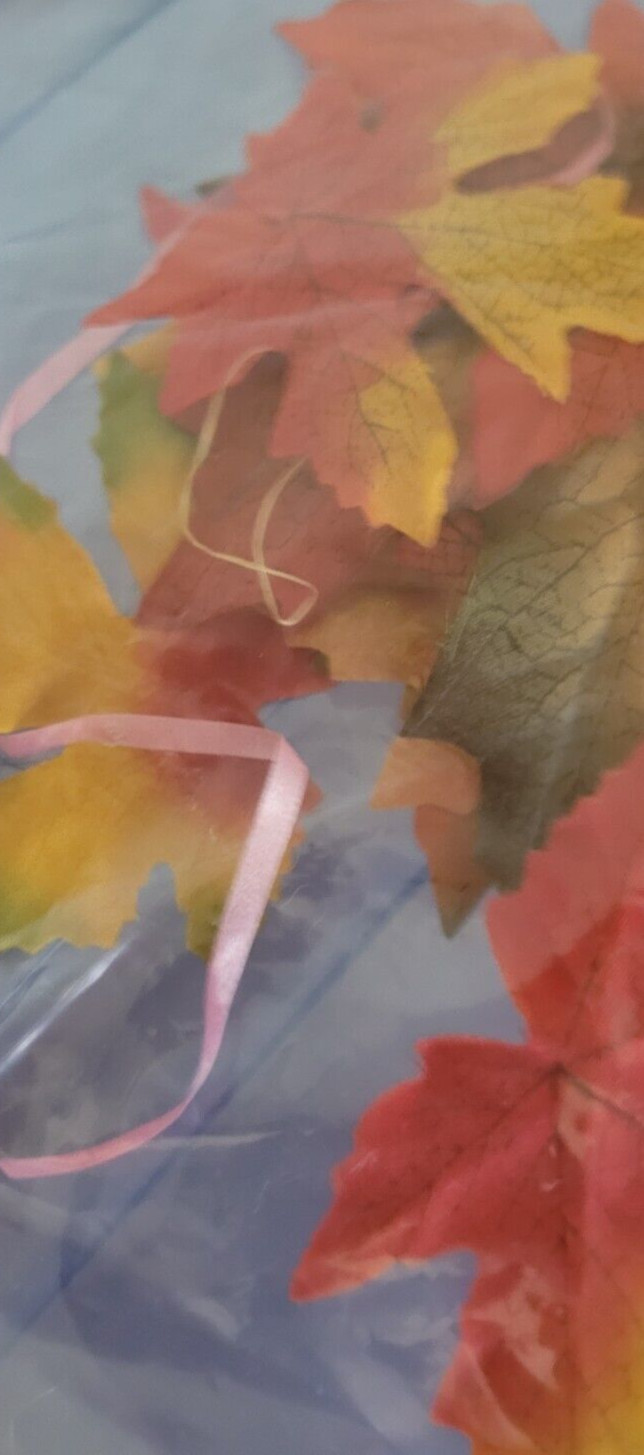 Lot of Fake Fall Leaves Yellow Red Green Veins Decorative Holiday Thanksgiving