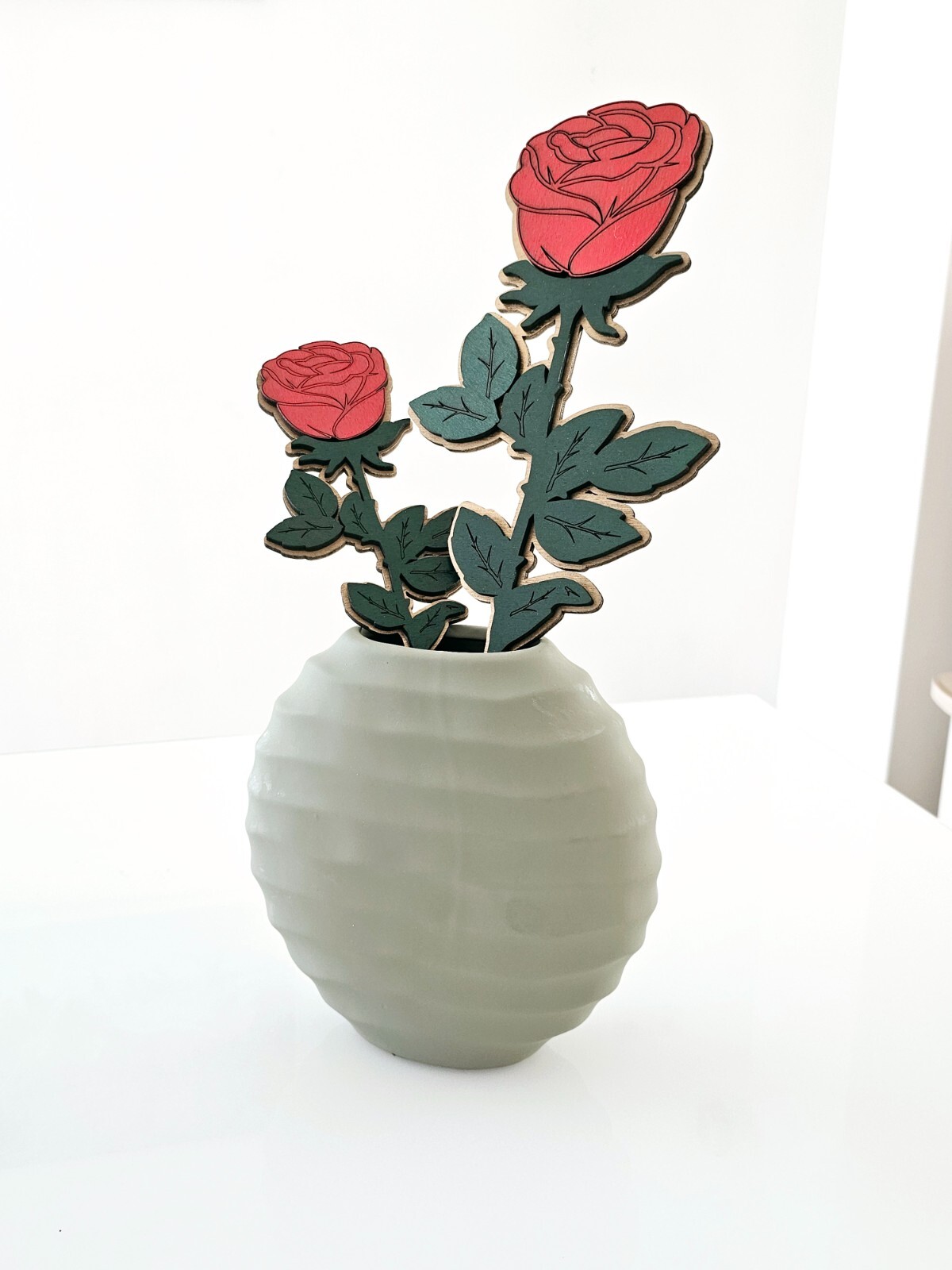 Oversized Wooden Rose – Personalized Large Decorative Red Rose with Gold Base
