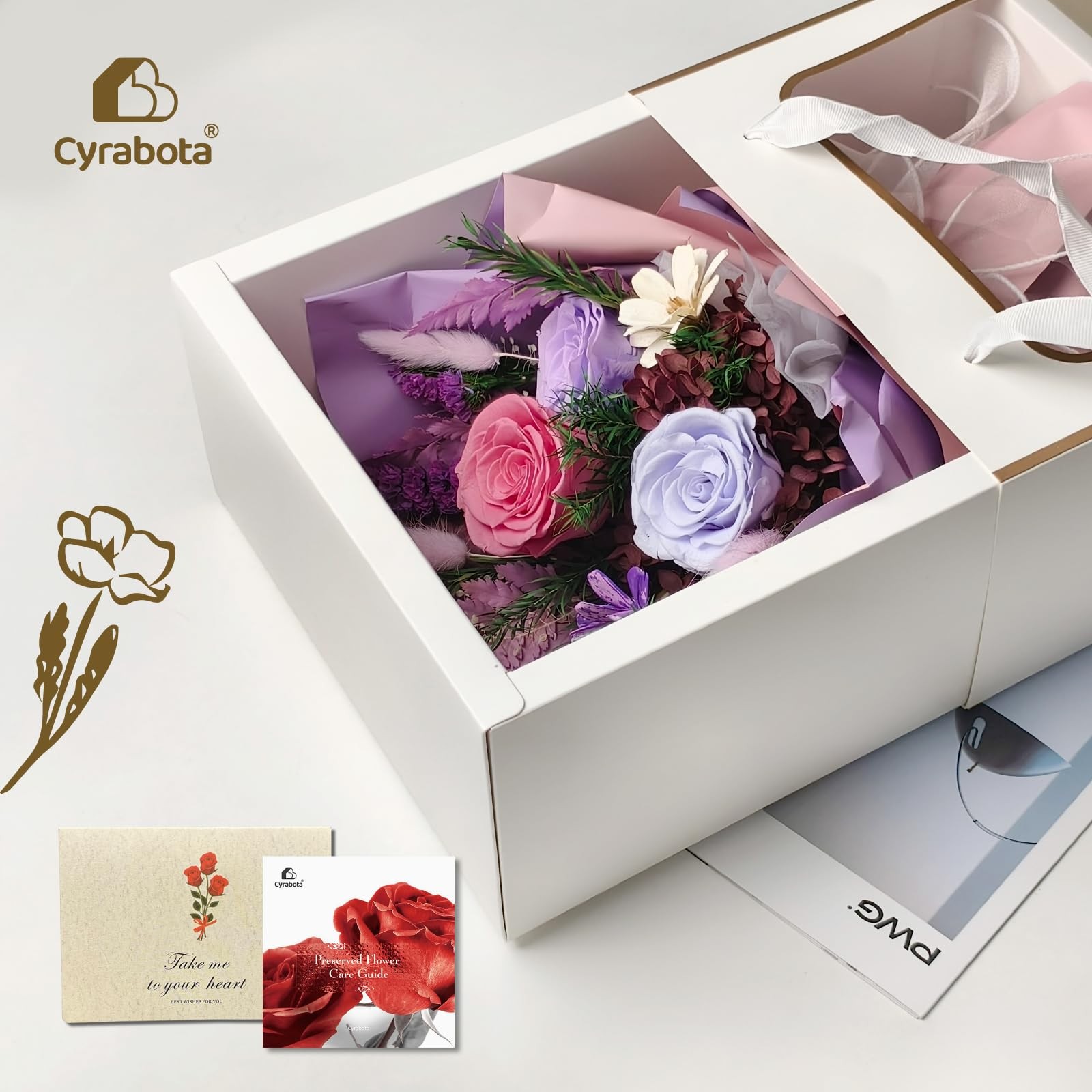 Cyrabota Preserved Roses Eternal Flowers Real Purple Roses that Last 3 Years …