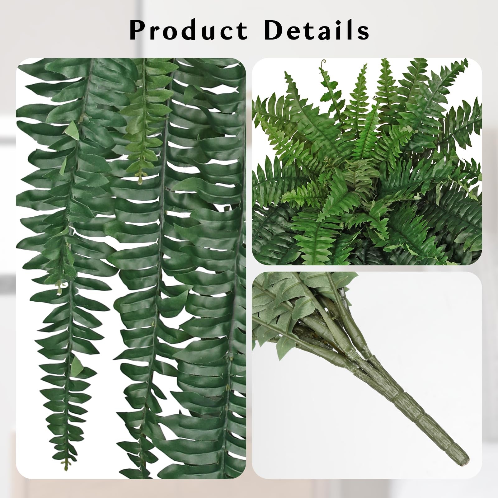 GnFlus Artificial Boston Fern 57 Inch Faux Fern with 59 Fronds, Realistic Fer…