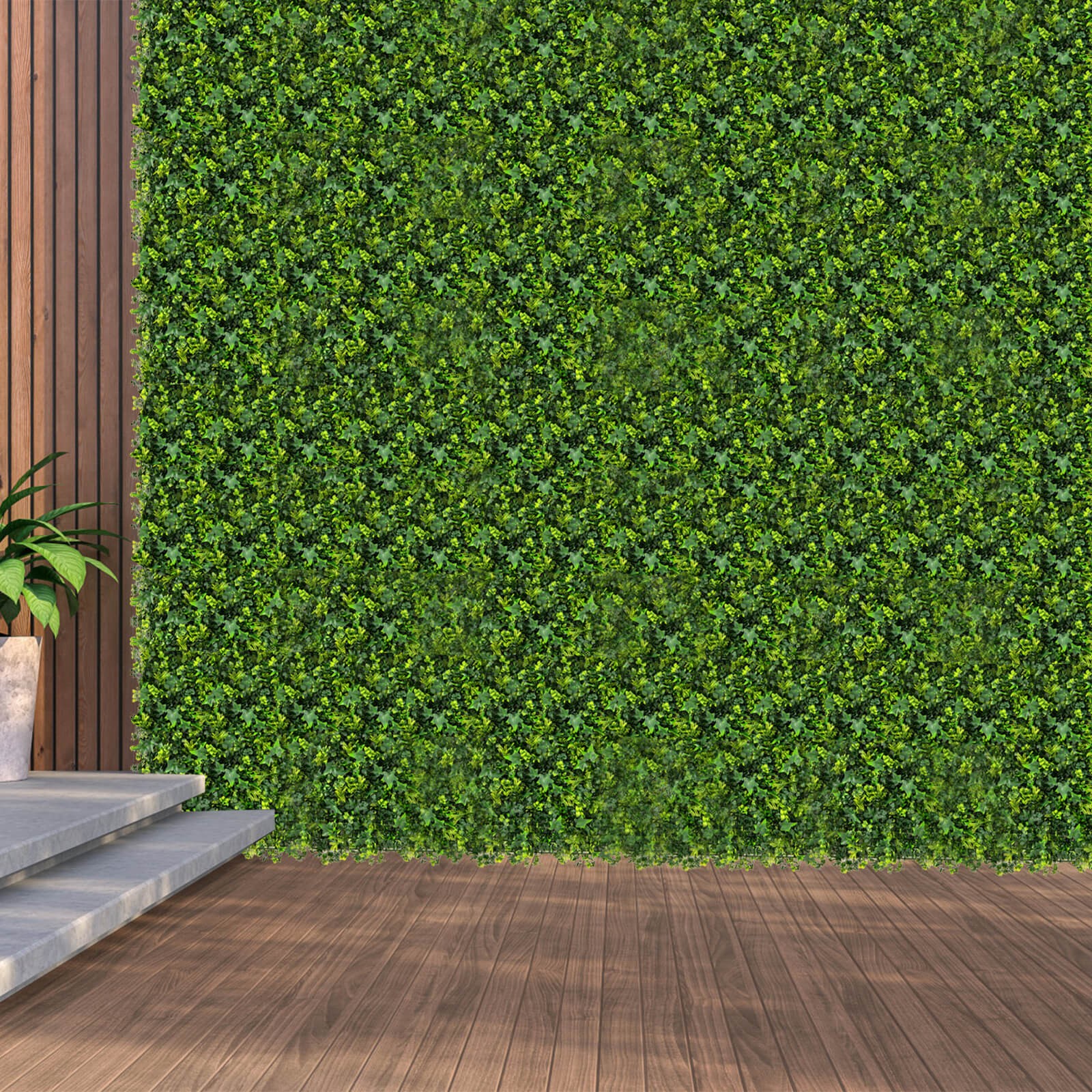 12 Pcs 20″ x 20″ Faux Greenery Foliage Panels w/Insertable Branches for Backyard