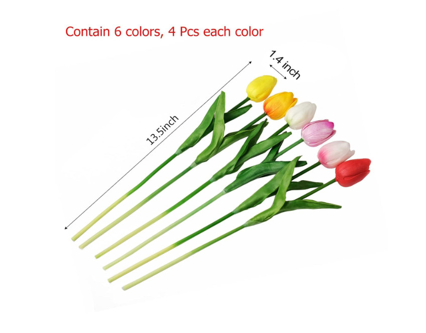 Multicolor Artificial Tulips Bouquet – Pack of 10 Flowers (5 cm, Multicolor)