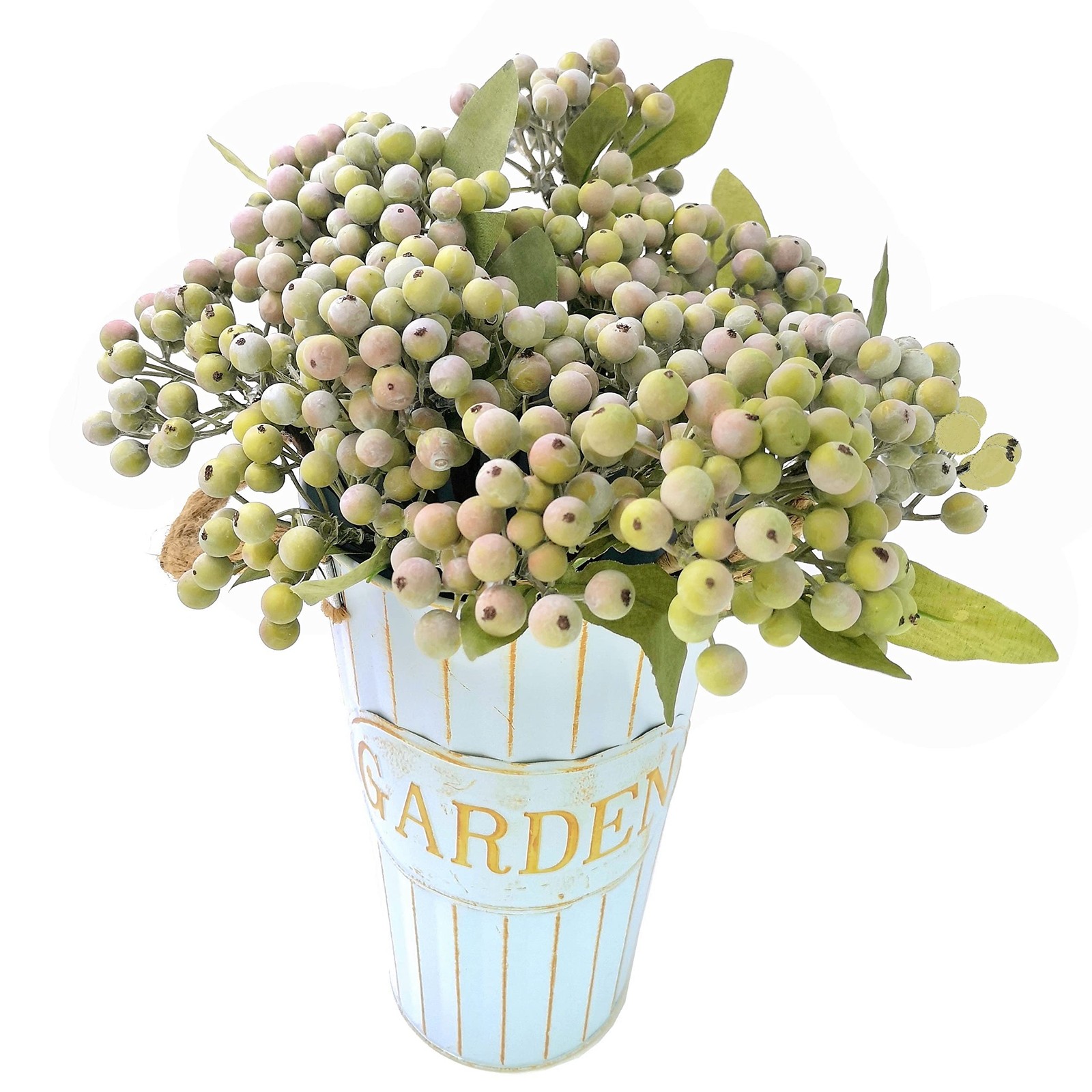 Pack of 6 Green Artificial Berry Stems Christmas Picks Wreath Ornament(Frost …