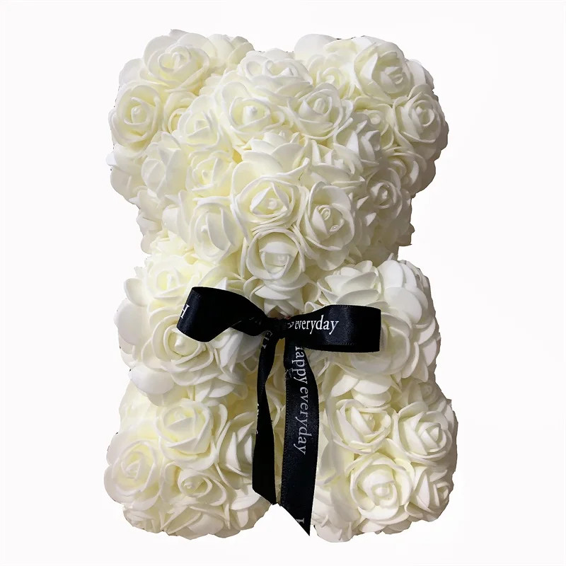 1pcs 25cm Rose Bear Artificial Foam Rose Flower Teddy Bear Valentines Day Gift B