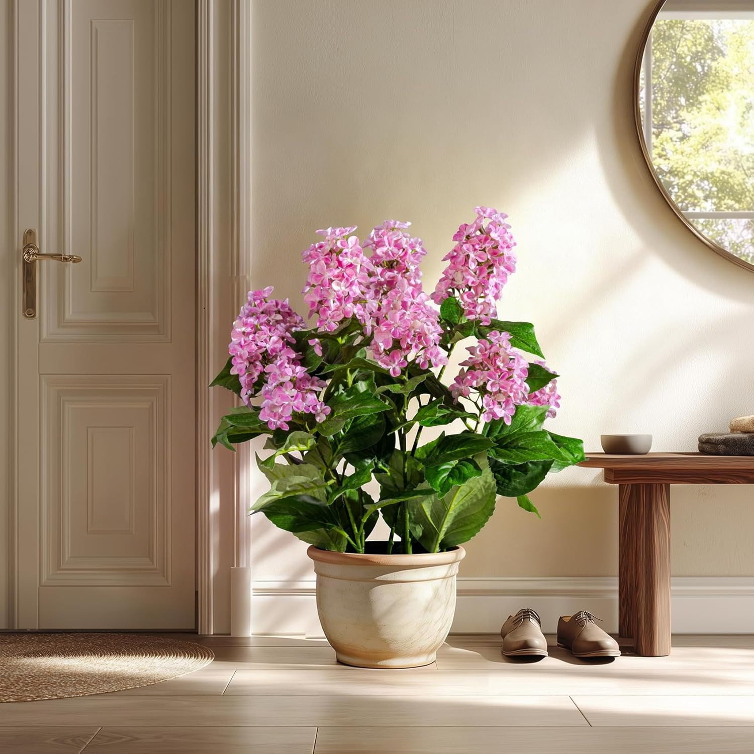 2 Pack Large Artificial Hydrangea Plants UV Resistant Fake Plastic Plantas Flowe