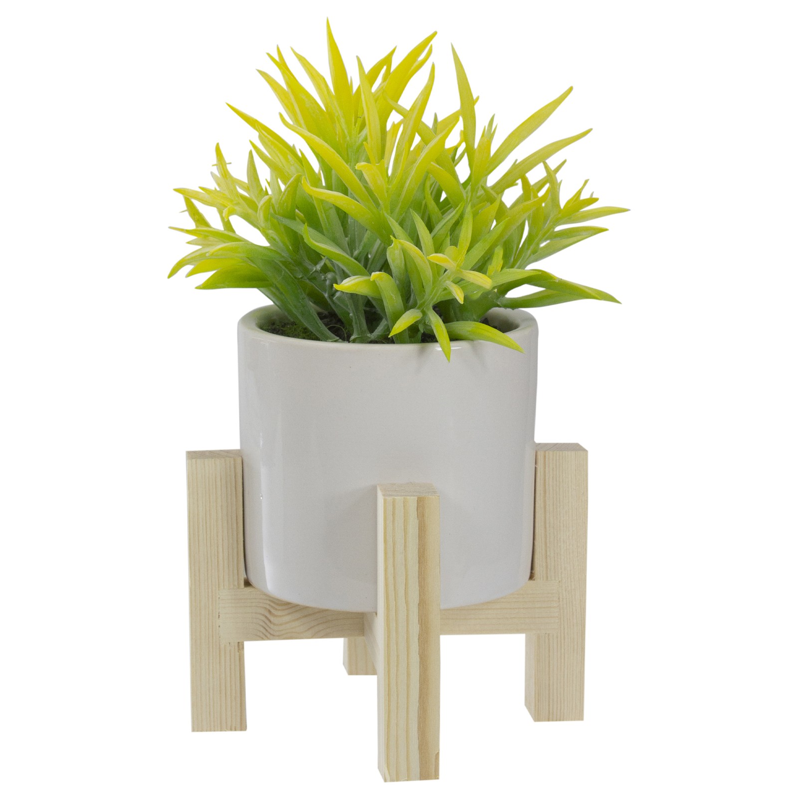 Northlight 8″ Potted Green Artificial Succulent with Wooden Stand