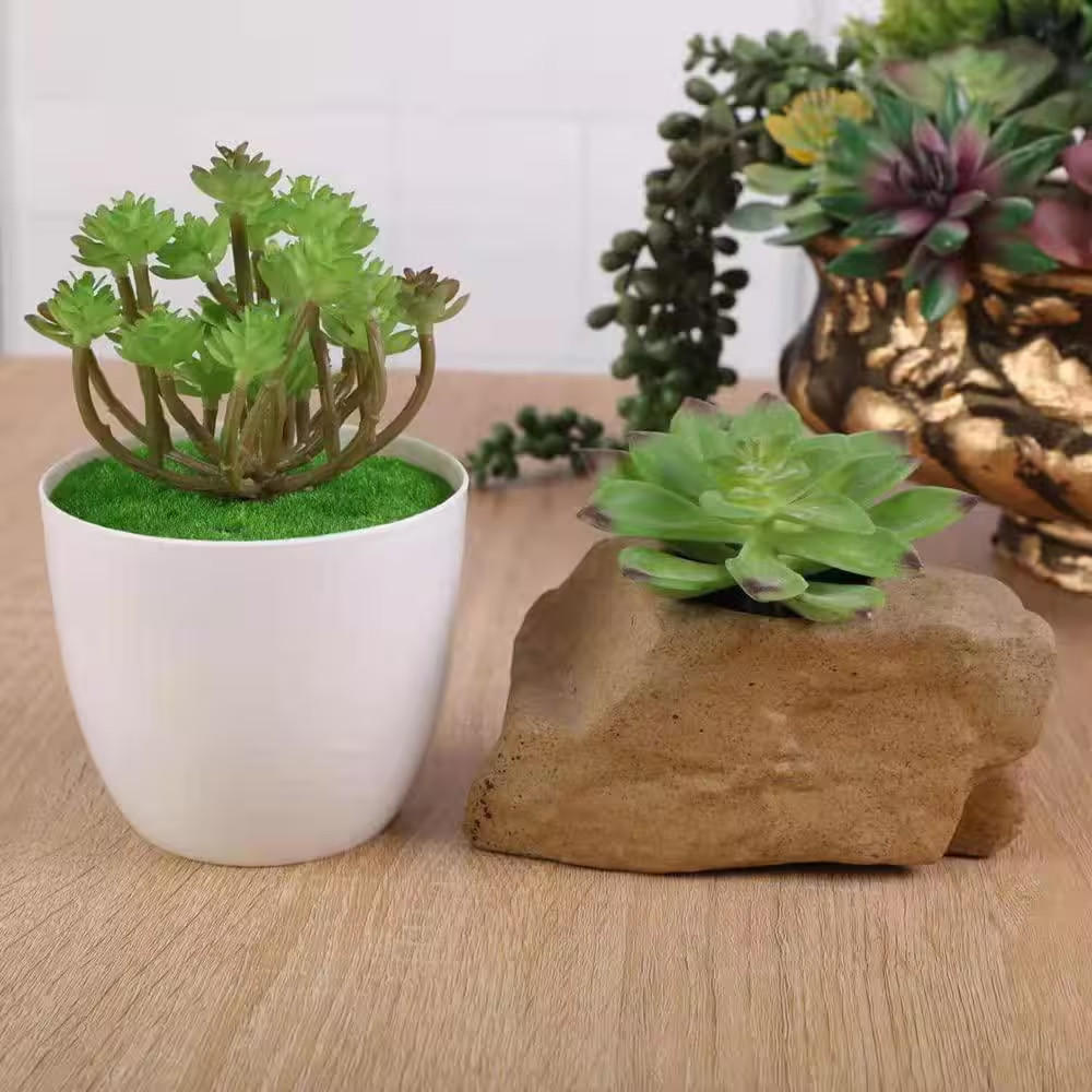 18 Pack 3 In. Green Indoor Artificial Succulents Realistic Textured Fake Plants