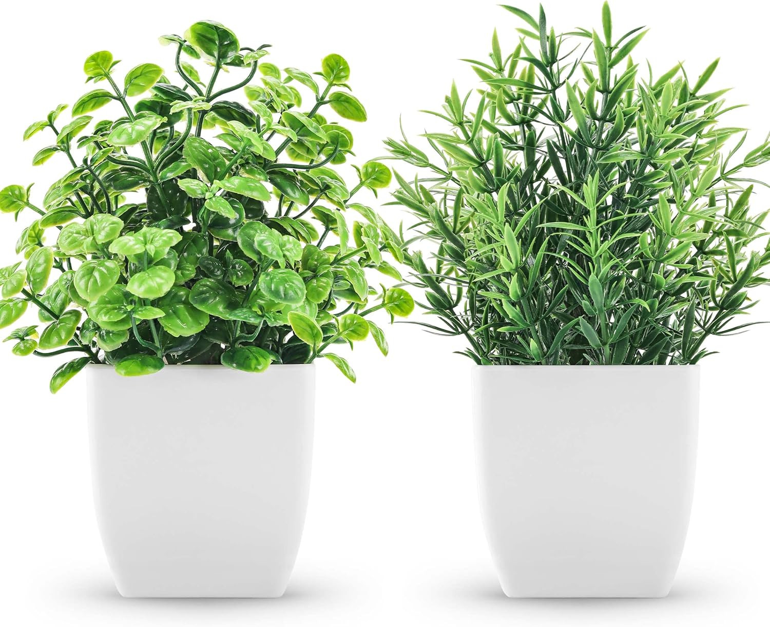 2 Pack Small Fake Plants, Potted Eucalyptus Bathroom Home Decor Indoor
