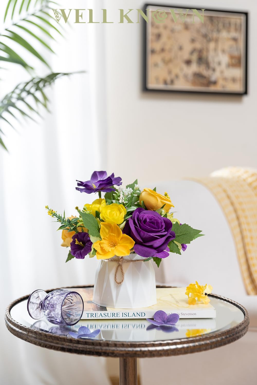 Charming Silk Flower Arrangements in 7″ Vase for Home & Wedding Decor