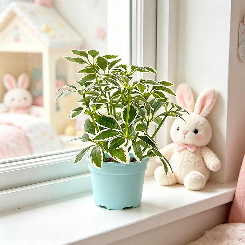 Green Artificial Seven Point Leaf Stem for Photography and Interior Decor