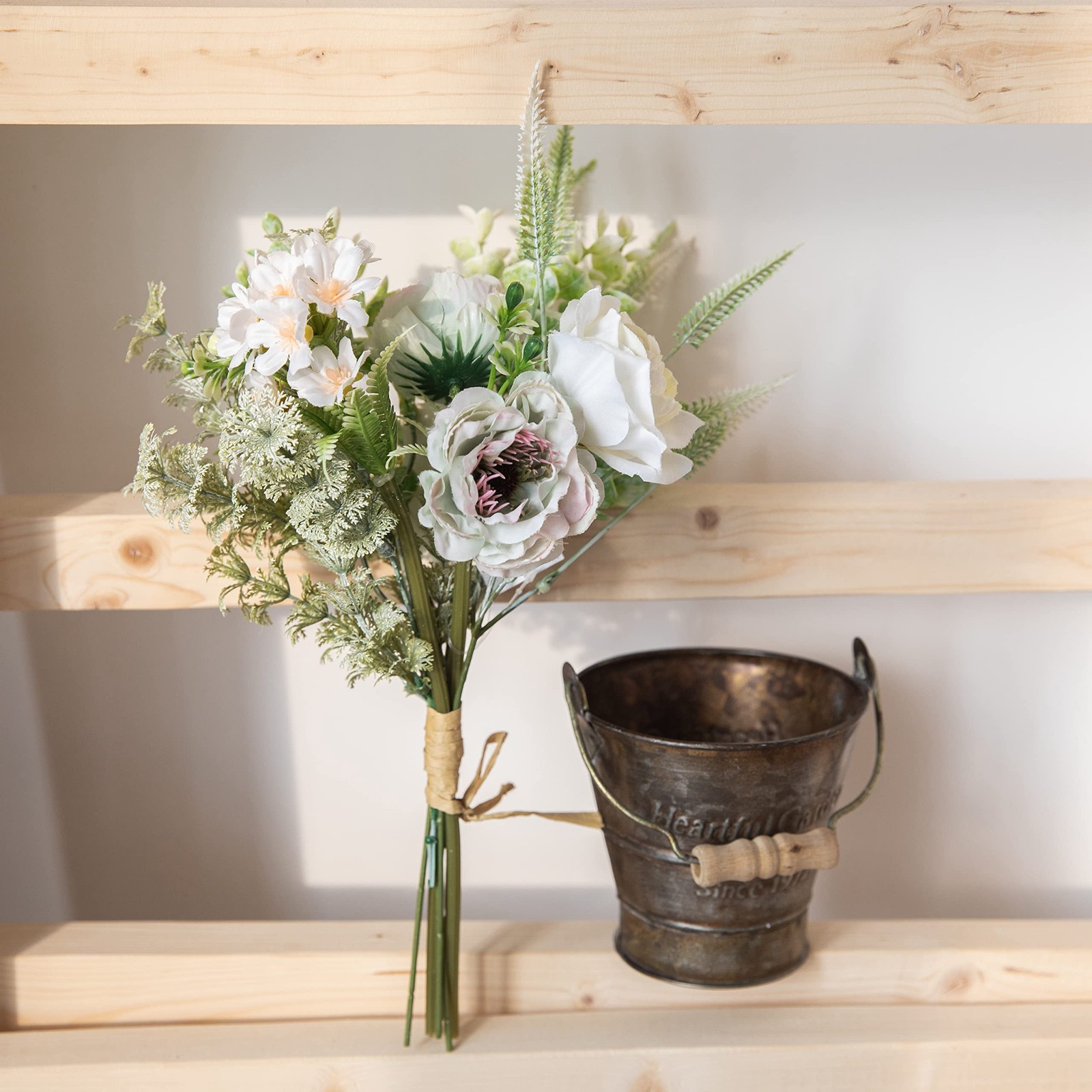Artificial Flowers Bouquets Faux Rose Multiple For Wedding Table White Green