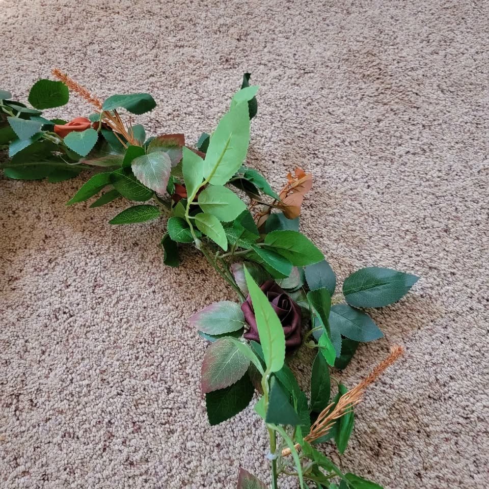 5.9 foot artificial terracotta rose and eucalyptus leaves floral garland