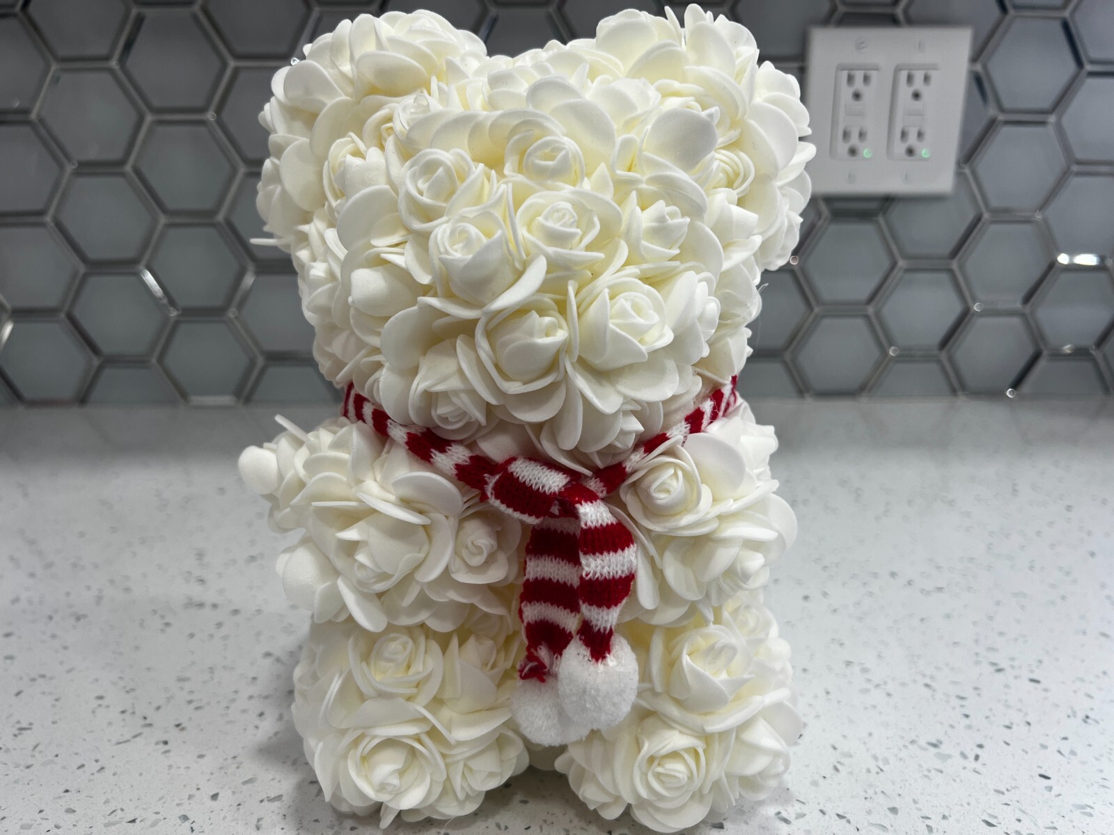 Artificial Flower Eternal White Rose Teddy Bear
