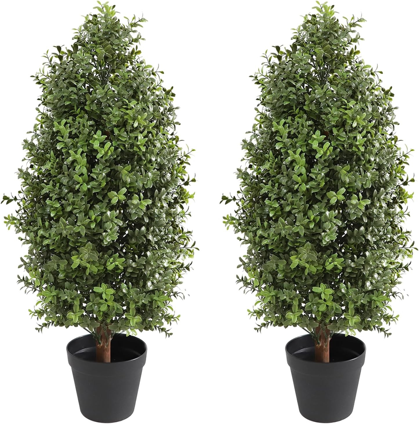 30″ Tall Artificial Boxwood Topiary Trees – Set of 2 Potted Outdoor Decor