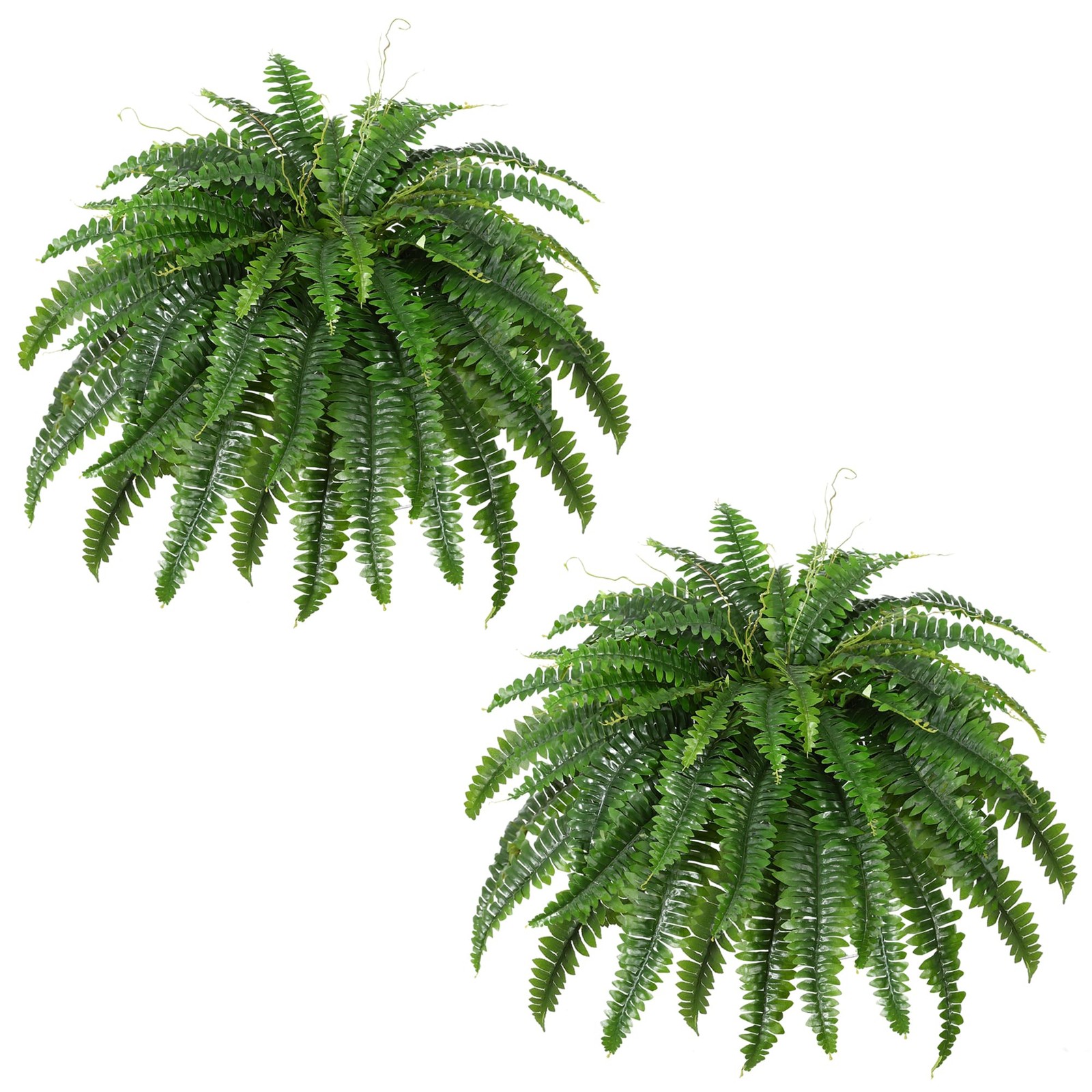 Artificial Fern Bush Set 2 Large 45Inch Faux Silk Outdoor Indoor Decor 55 Branch