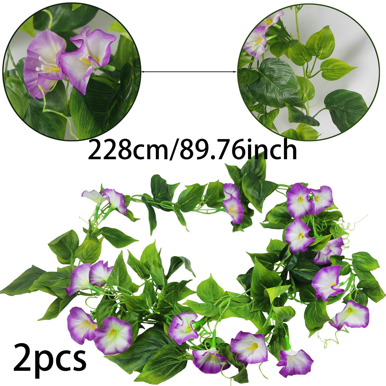 CISDUEO 2 Pcs Artificial Vines Silk Morning Glory Vines for Outdoor 15Feet Ha…
