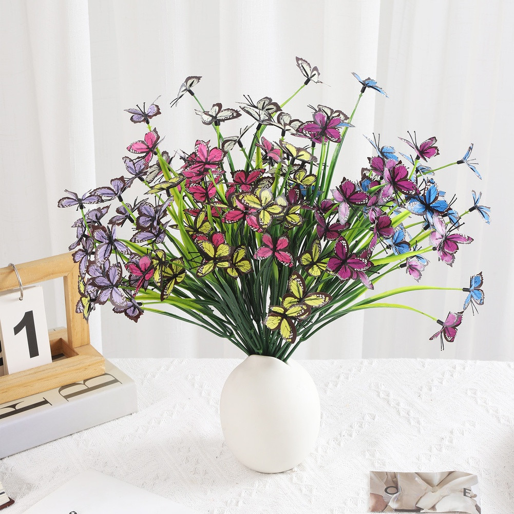 Vibrant Plastic Butterfly Spring Flowers for Home Garden Fence Decoration
