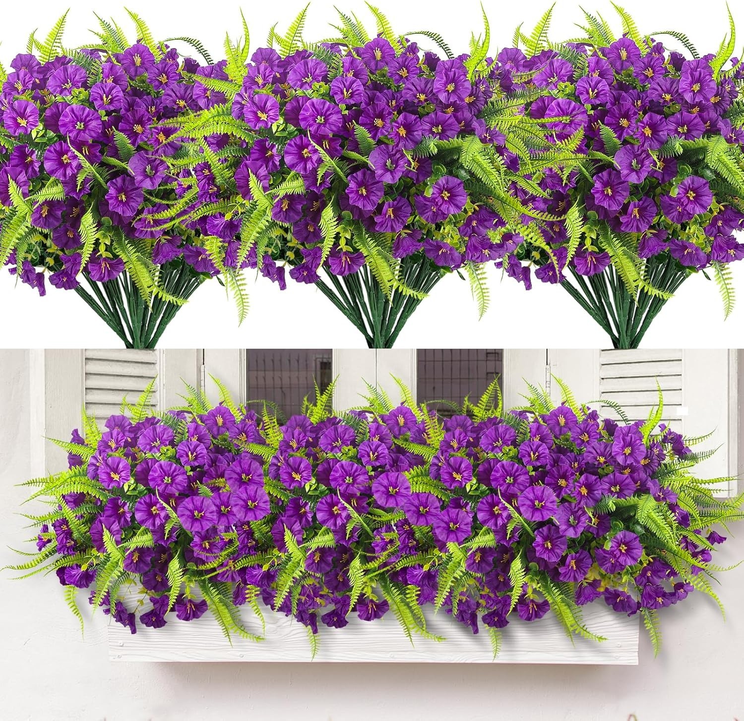 Spring Artificial Flowers Outdoors 12 Bundles Artificial Petunias Fake Flowers U
