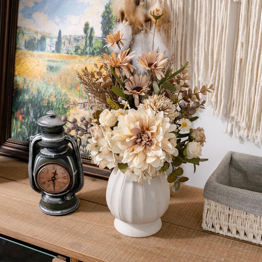 16-inch Artificial Fake Flowers Silk Table Arrangements Faux Plastic Floral C…