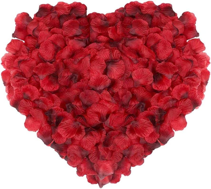 2000 PCS Dark Red Silk Rose Petals Artificial Flower Valentine Wedding Decor
