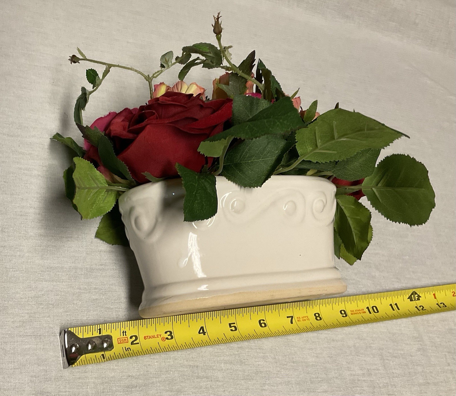 Artificial Flowers And Ceramic Holder/Pot