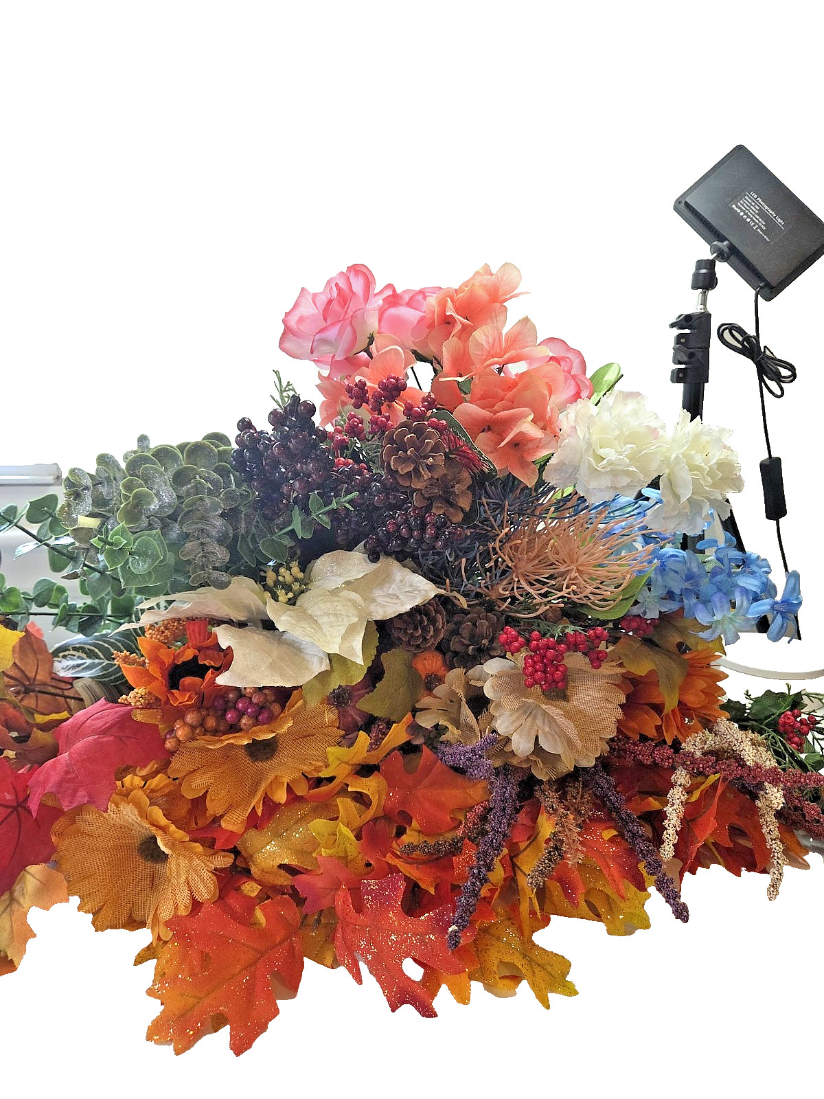 Artificial Floral Arrangement Lot / 45 pcs All Season Foliage and Flowers