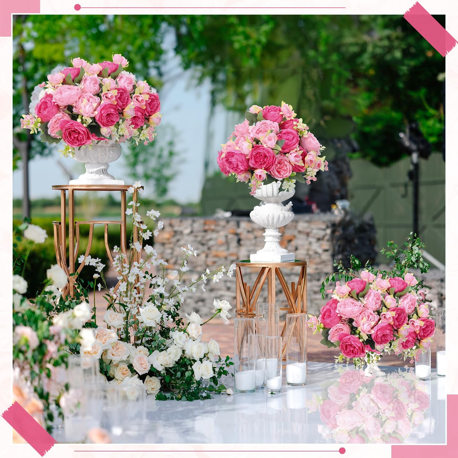 8 Bundles Artificial Peonies Flowers Boho Faux Flowers Arrangements Artificia…