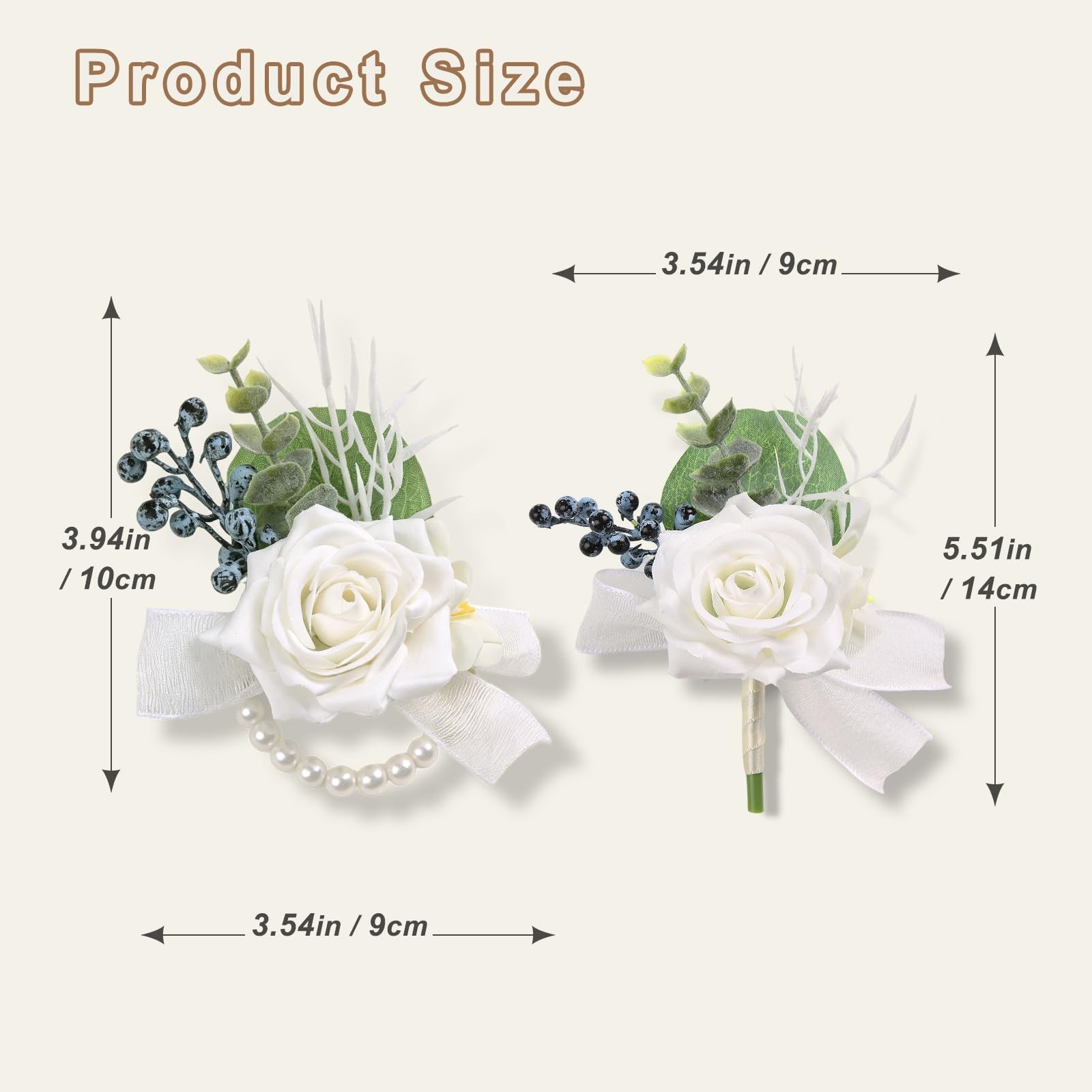 White Artificial Silk Rose Corsage and Boutonniere Set for Prom