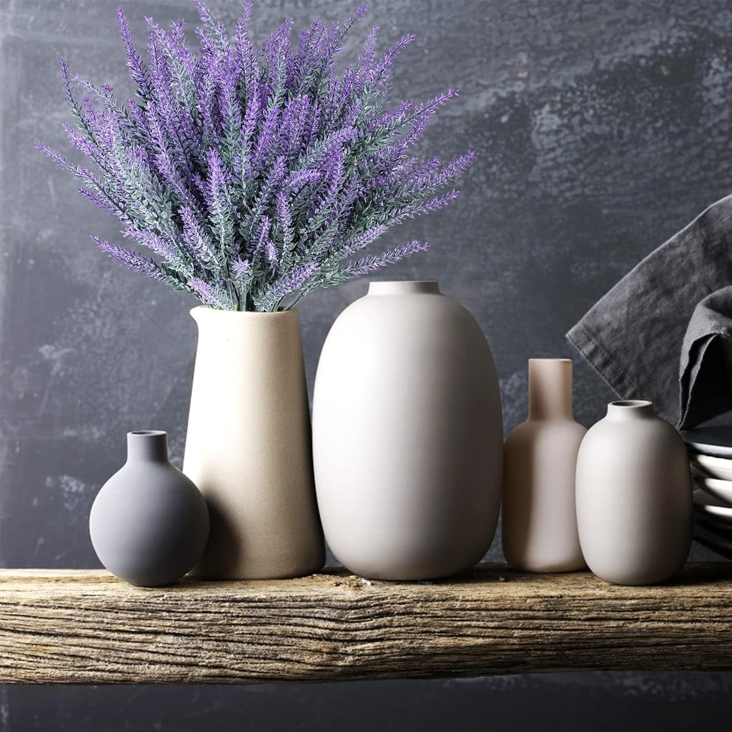 Artificial Lavender Flowers UV Resistant Fake Flower Plants Garden Wedding Decor