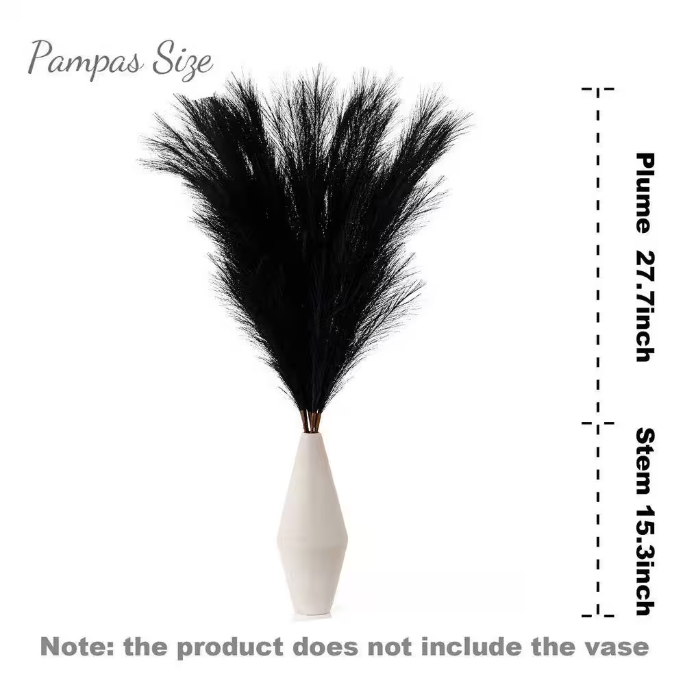 Black Color Family Artificial Plant 43 In. Tall Pampas Grass Feathers Set for Ho