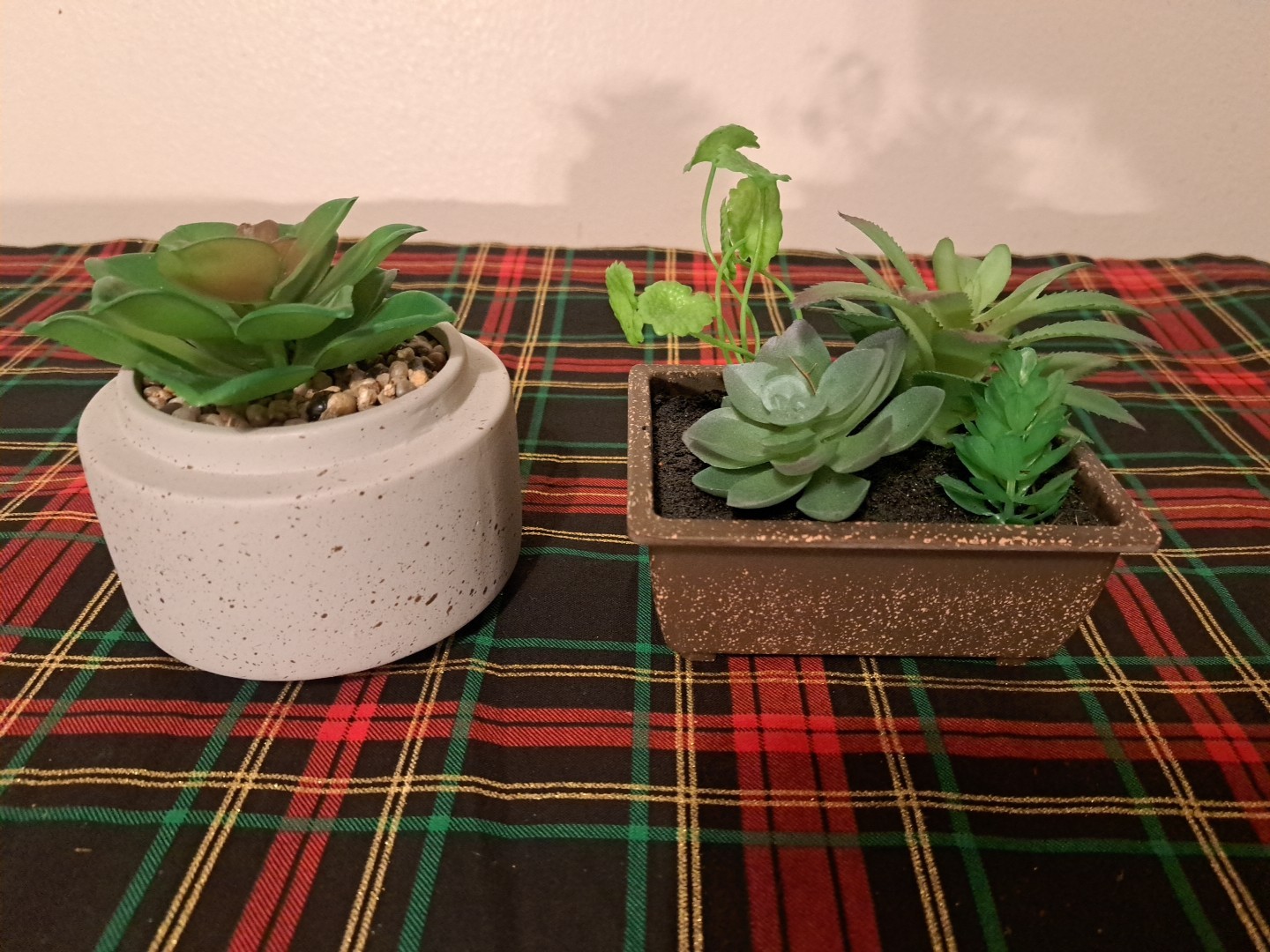 Mini Artificial Succulent Plants Set Of 2 In Pots Minimalist Modern Home Decor
