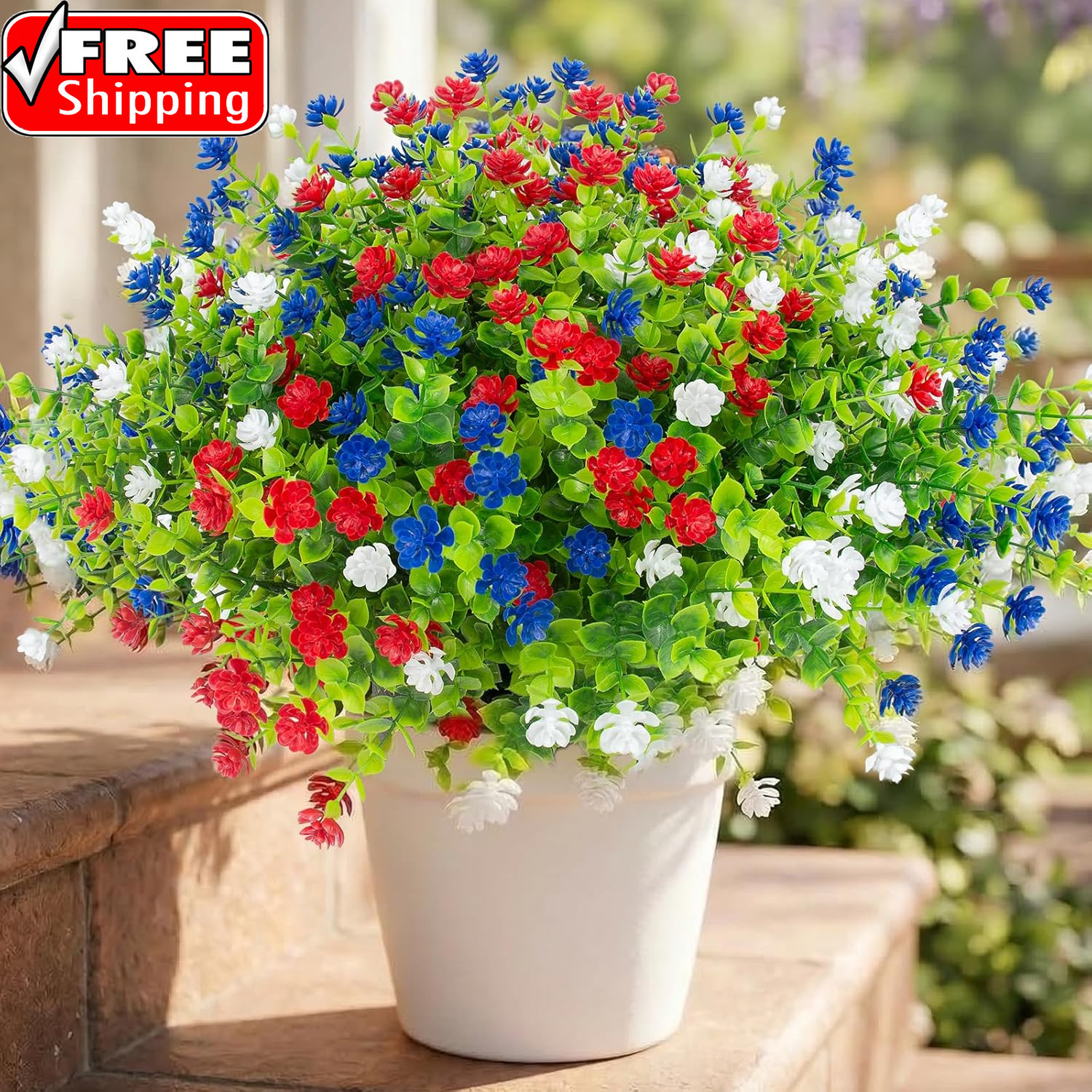 12 Pcs Artificial Flowers Outdoor, Faux Artificial Plants UV Resistant Plastic P