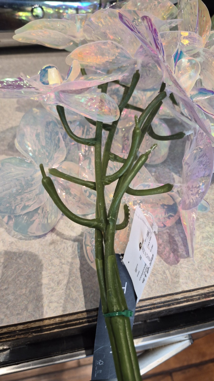 Faux Orchid stem iridescent