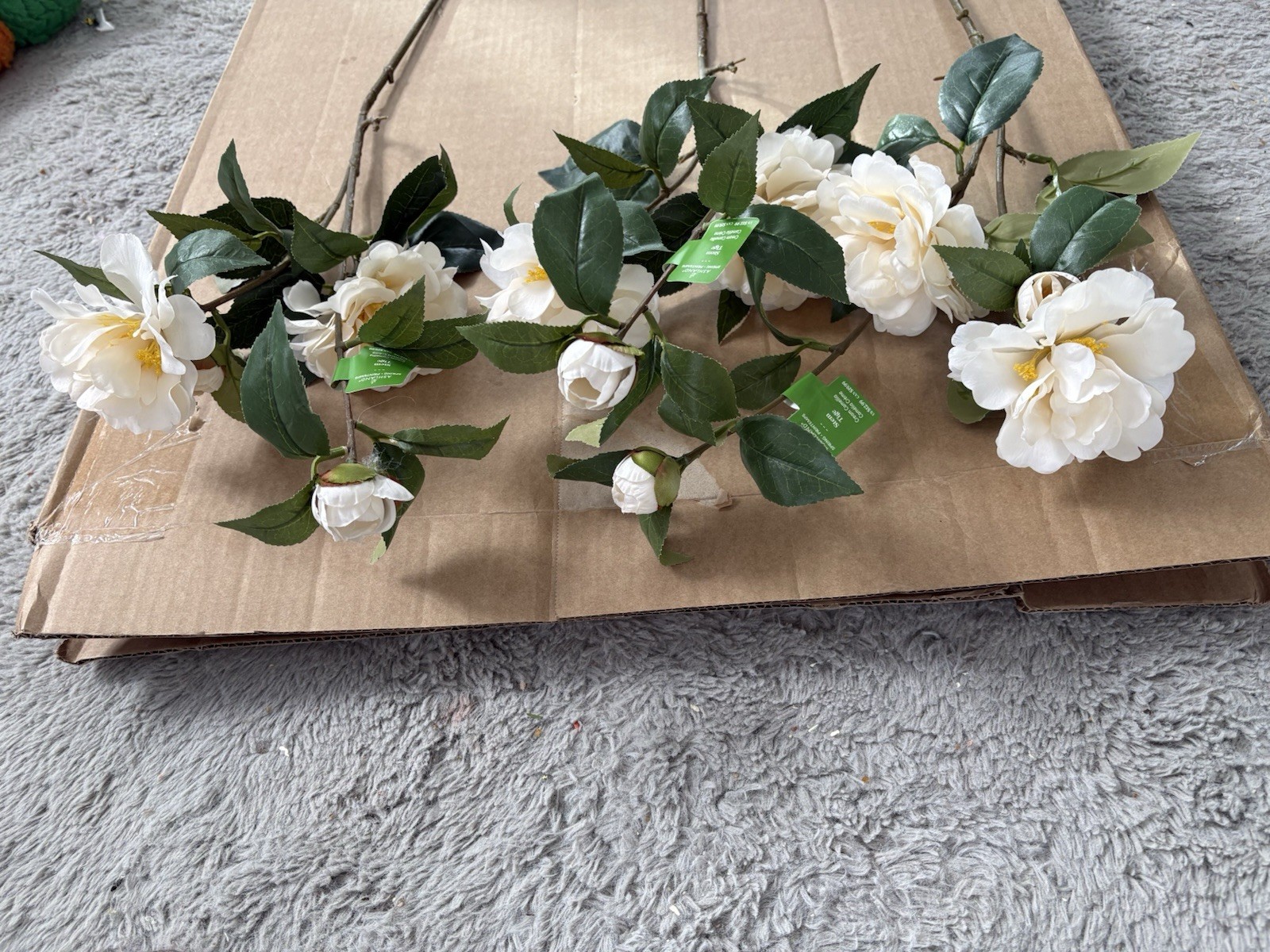 Real Touch White Camellia Long Stem Silk Artificial Flowers-Ashland New