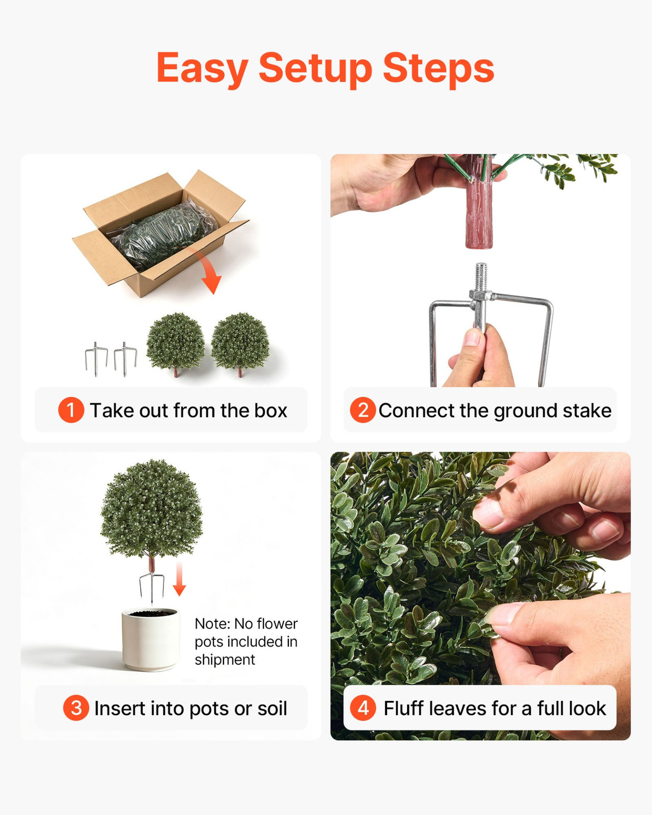 20″ Artificial Boxwood Topiary Ball Set of 2 Faux Shrubs w/Spikes Outdoor