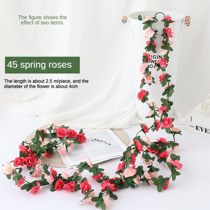 6Ft artificial flower vine wedding wreath with 69 rose vines, party decoration