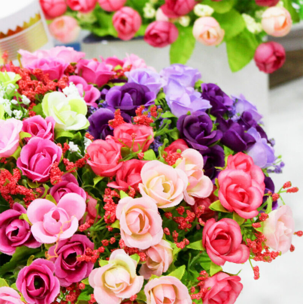 21 Heads Rose Bunch Artificial Flower Home Decor Bridal Bouquet Floral Wedding