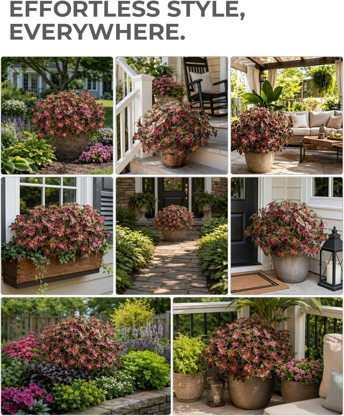 10 Pcs UV Resistant Faux Coleus Bush for Outdoor Decor & Hanging Baskets