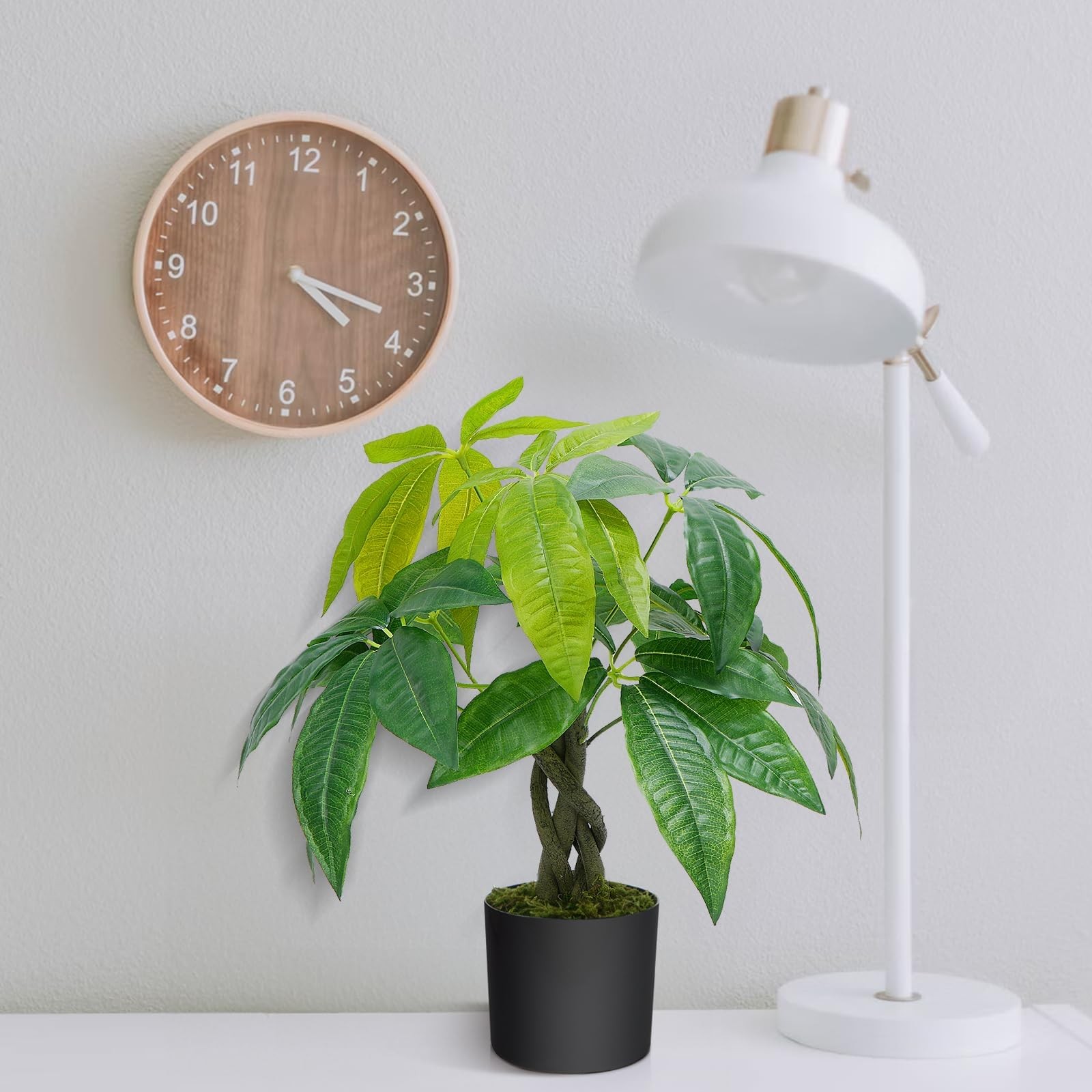 18 Inch Money Tree Faux Table Top Small Artificial Fake Potted Plants Indoor